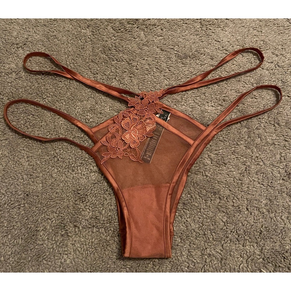 Victoria's Secret Very Sexy Cheeky Panties Mauve Sz M - Mesh‎ Floral Applique